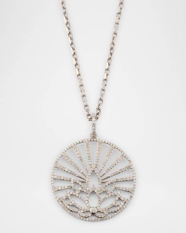 Sterling Silver Diamond Lotus Pendant Necklace